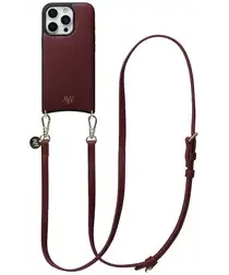 AVY Apple iPhone 16 Pro Max Burgundy Leren Hoesje met Koord Long Leather afbeelding