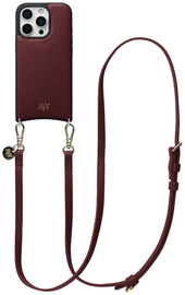 AVY Apple iPhone 16 Pro Max Burgundy Leren Hoesje met Koord Long Leather afbeelding