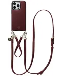 AVY Apple iPhone 16 Pro Max Burgundy Leren Hoesje met Koord Leather Set afbeelding