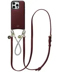 AVY Apple iPhone 16 Pro Max Burgundy Leren Hoesje met Koord Leather and Silver afbeelding