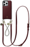 AVY Apple iPhone 16 Pro Max Burgundy Leren Hoesje met Koord Leather and Silver