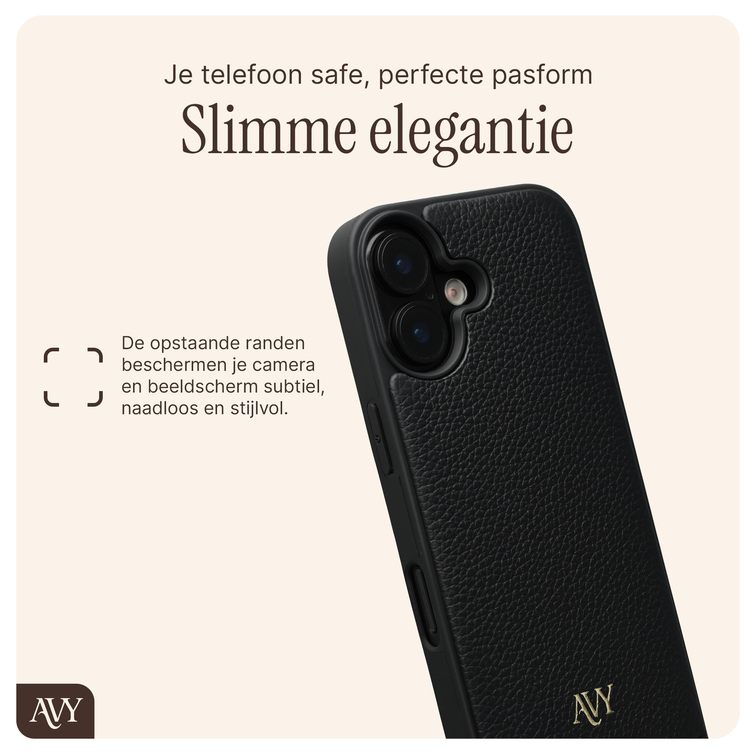 AVY Apple iPhone 17 Zwart Leren Hoesje met Koord Silver Spark afbeelding 7