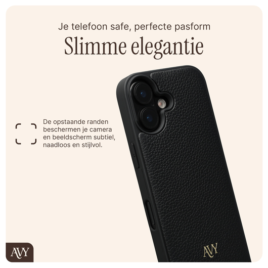 AVY Apple iPhone 17 Zwart Leren Hoesje met Koord Silver Spark afbeelding 7