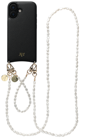 AVY Apple iPhone 17 Zwart Leren Hoesje met Koord Perla Chic Set afbeelding