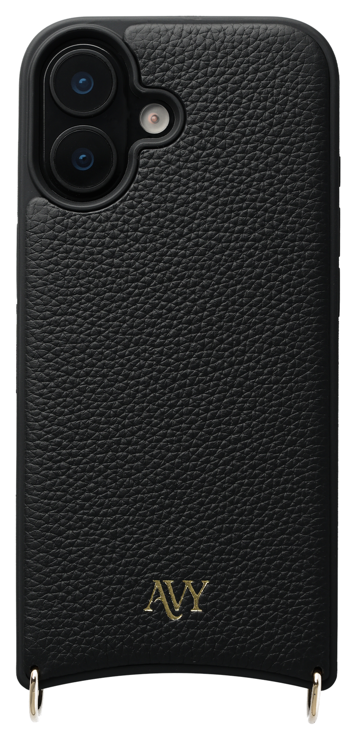 AVY Apple iPhone 17 Zwart Leren Hoesje met Koord Silver Spark Set afbeelding 9