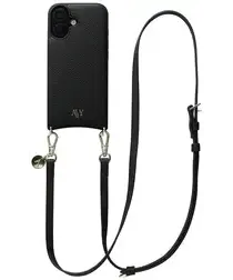 AVY Apple iPhone 17 Zwart Leren Hoesje met Koord Long Leather afbeelding
