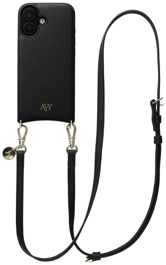 AVY Apple iPhone 17 Zwart Leren Hoesje met Koord Long Leather afbeelding 1
