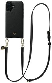 AVY Apple iPhone 17 Zwart Leren Hoesje met Koord Long Leather