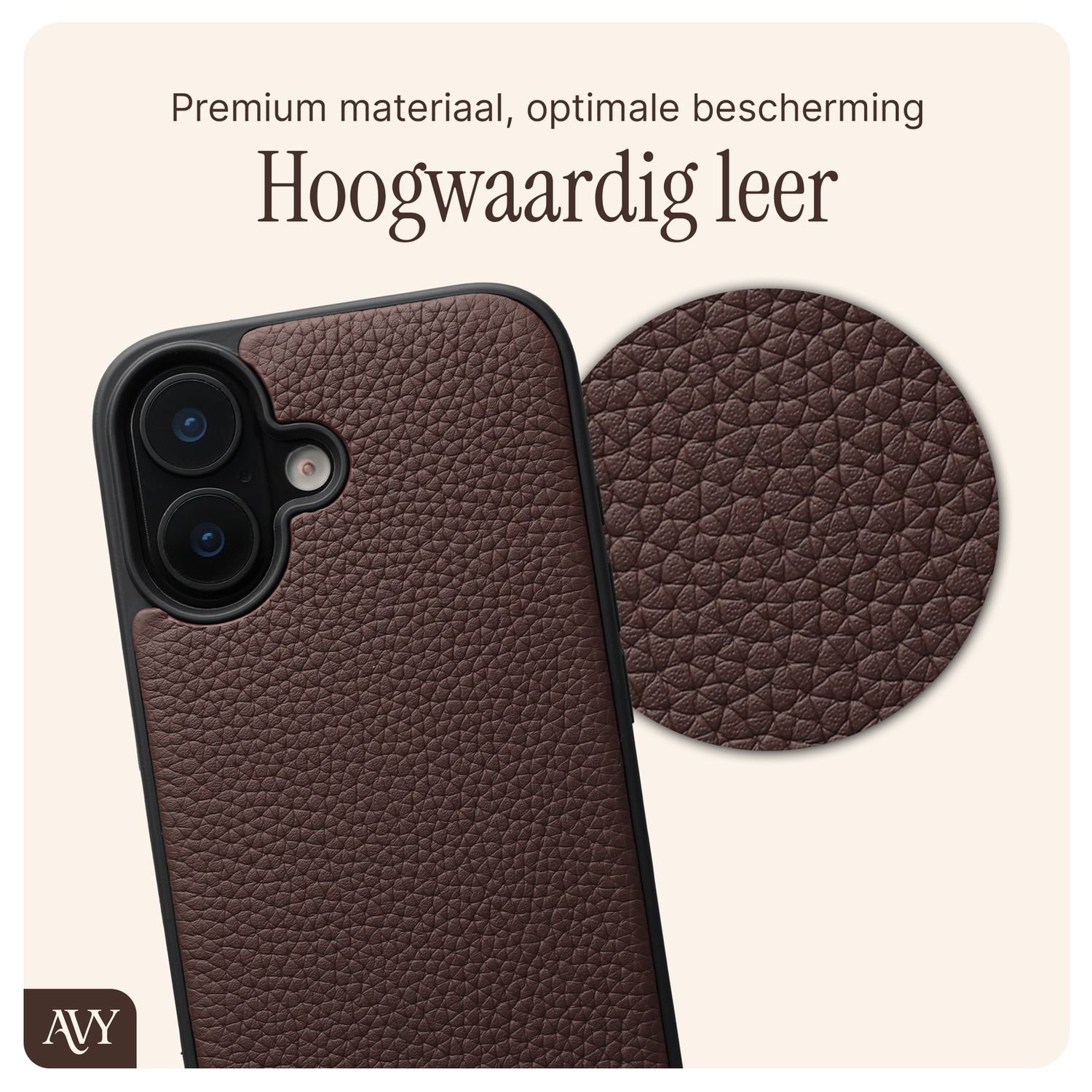 AVY Apple iPhone 17 Bruin Leren Hoesje met Koord Aurum Lien afbeelding 5