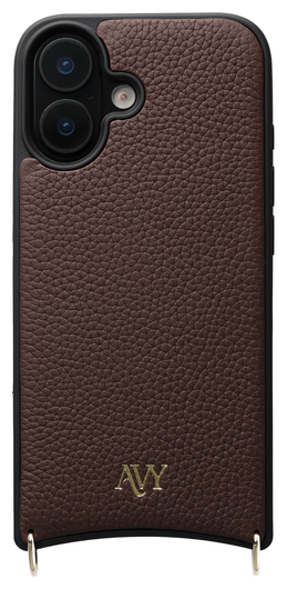 AVY Apple iPhone 17 Bruin Leren Hoesje met Koord Silver Spark afbeelding 11