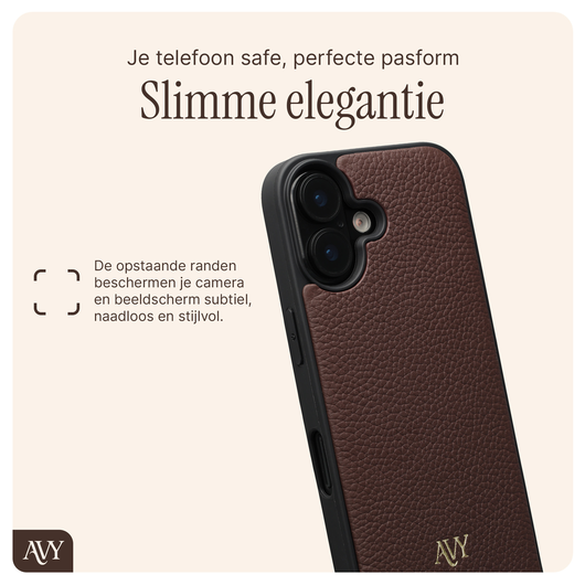AVY Apple iPhone 17 Bruin Leren Hoesje met Koord Silver Spark afbeelding 7