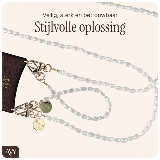 AVY Apple iPhone 17 Bruin Leren Hoesje met Koord Perla Chic Set afbeelding 8