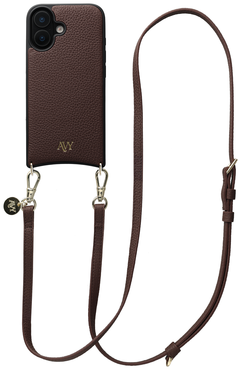 AVY Apple iPhone 17 Bruin Leren Hoesje met Koord Long Leather afbeelding 1