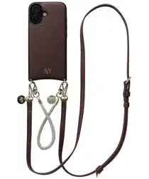 AVY Apple iPhone 17 Bruin Leren Hoesje met Koord Leather and Silver afbeelding