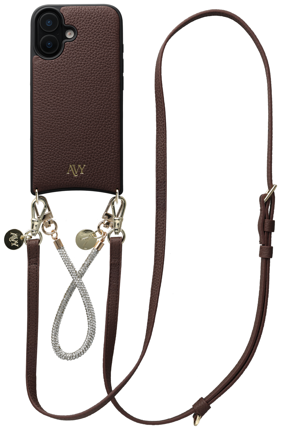 AVY Apple iPhone 17 Bruin Leren Hoesje met Koord Leather and Silver afbeelding 1