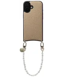 AVY Apple iPhone 17 Beige Leren Hoesje met Koord Perla Chic afbeelding