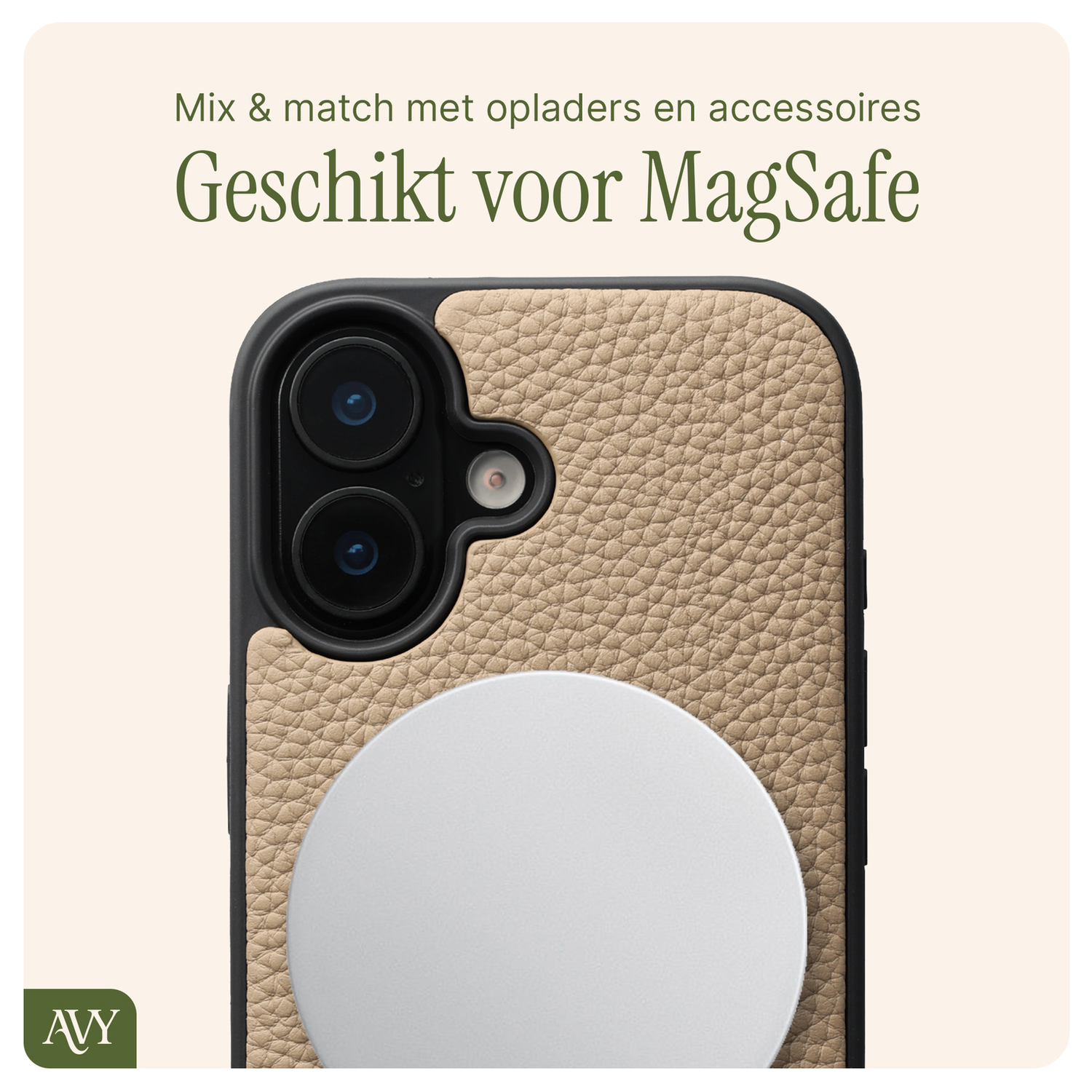 AVY Apple iPhone 17 Beige Leren Hoesje met Koord Perla Chic afbeelding 7