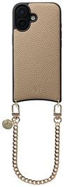 AVY Apple iPhone 17 Beige Leren Hoesje met Koord Aurum Lien