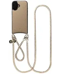 AVY Apple iPhone 17 Beige Leren Hoesje met Koord Aurum Lien Set afbeelding