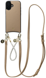 AVY Apple iPhone 17 Beige Leren Hoesje met Koord Leather and Silver afbeelding
