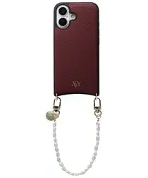 AVY Apple iPhone 17 Burgundy Leren Hoesje met Koord Perla Chic afbeelding