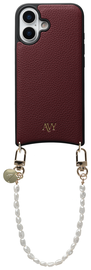 AVY Apple iPhone 17 Burgundy Leren Hoesje met Koord Perla Chic