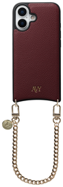 AVY Apple iPhone 17 Burgundy Leren Hoesje met Koord Aurum Lien
