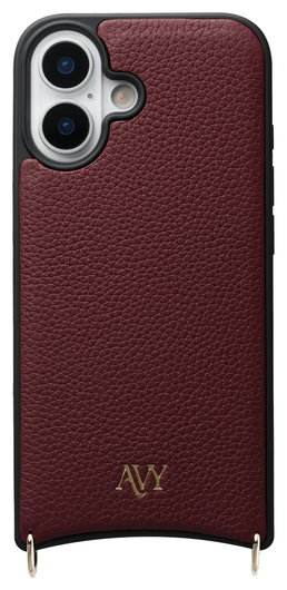 AVY Apple iPhone 17 Burgundy Leren Hoesje met Koord Silver Spark afbeelding 11