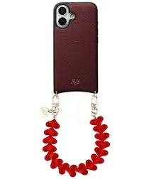 AVY Apple iPhone 17 Burgundy Leren Hoesje met Koord Cupid Clear Red afbeelding