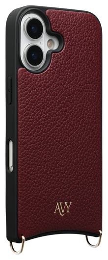 AVY Apple iPhone 17 Burgundy Leren Hoesje met Koord Cupid Clear Red afbeelding 10