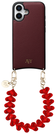 AVY Apple iPhone 17 Burgundy Leren Hoesje met Koord Cupid Clear Red