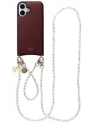 AVY Apple iPhone 17 Burgundy Leren Hoesje met Koord Perla Chic Set afbeelding