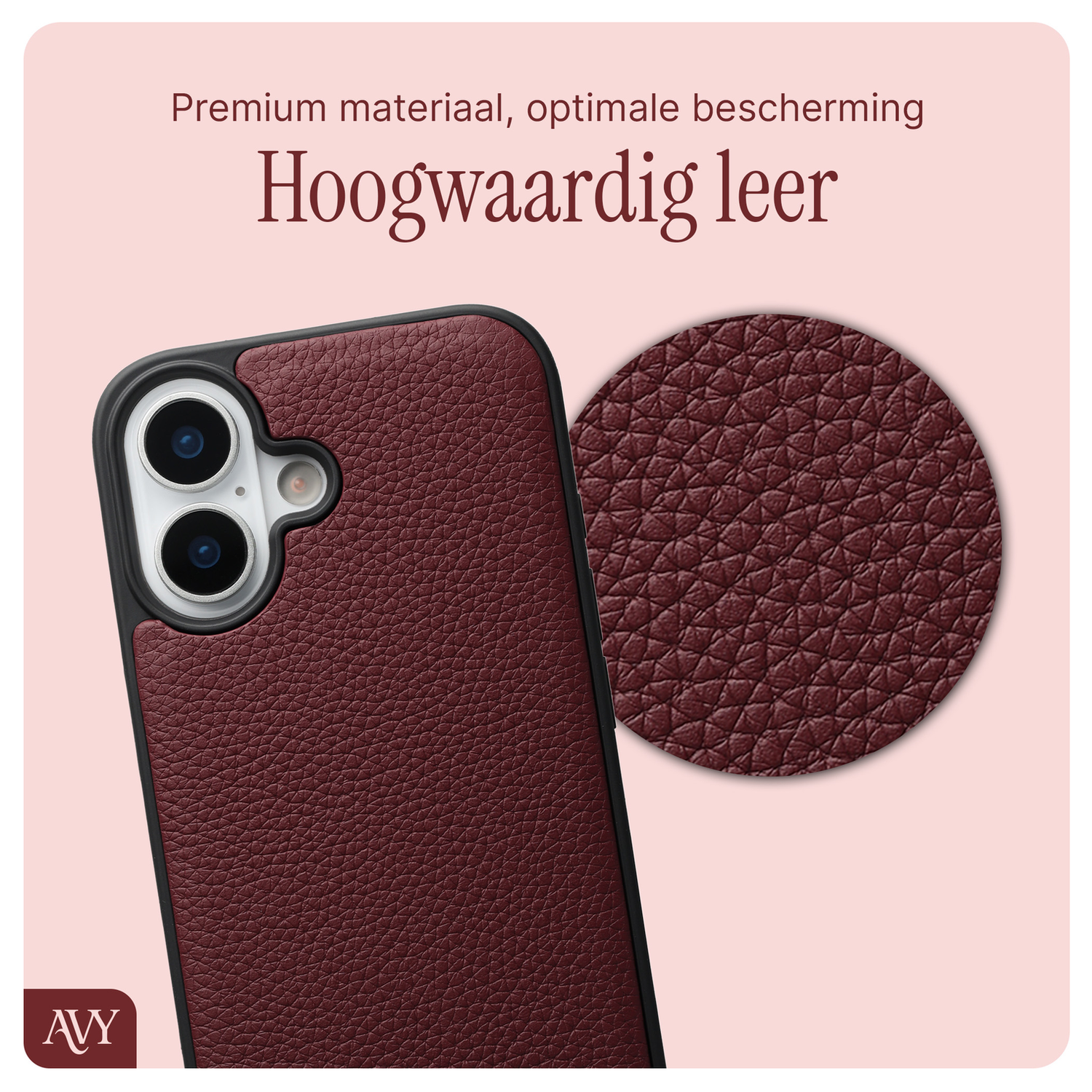 AVY Apple iPhone 17 Burgundy Leren Hoesje met Koord Silver Spark Set afbeelding 5