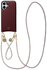 AVY Apple iPhone 17 Burgundy Leren Hoesje met Koord Silver Spark Set