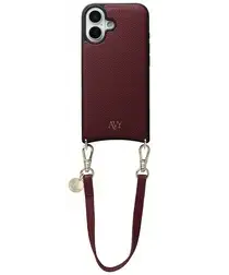 AVY Apple iPhone 17 Burgundy Leren Hoesje met Koord Short Leather afbeelding
