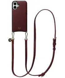 AVY Apple iPhone 17 Burgundy Leren Hoesje met Koord Long Leather afbeelding
