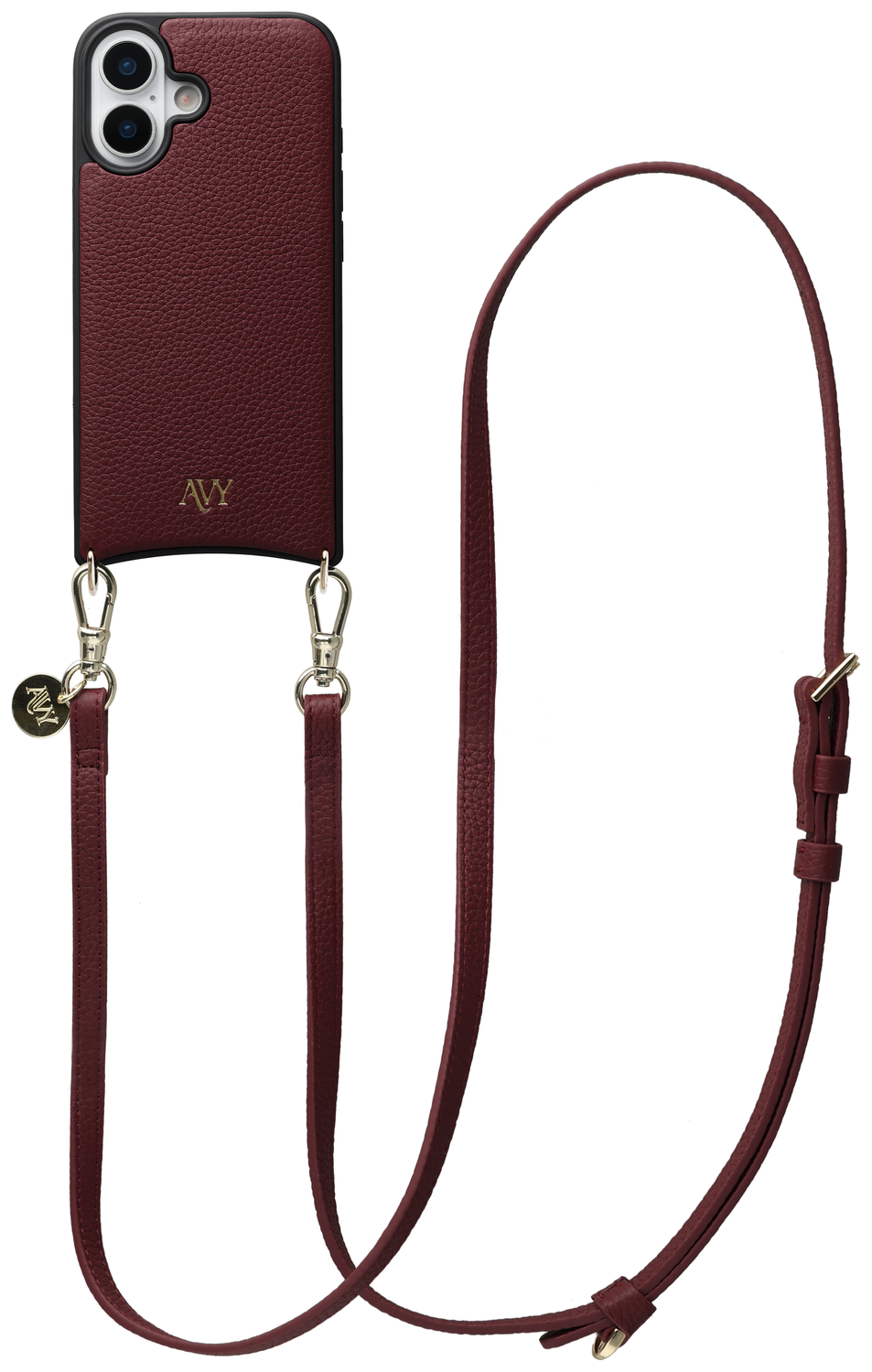 AVY Apple iPhone 17 Burgundy Leren Hoesje met Koord Long Leather afbeelding 1