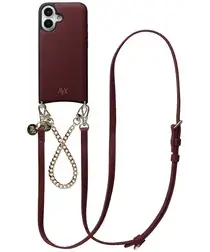AVY Apple iPhone 17 Burgundy Leren Hoesje met Koord Leather and Gold afbeelding