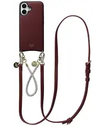 AVY Apple iPhone 17 Burgundy Leren Hoesje met Koord Leather and Silver afbeelding