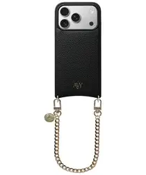 AVY Apple iPhone 17 Pro Zwart Leren Hoesje met Koord Aurum Lien afbeelding