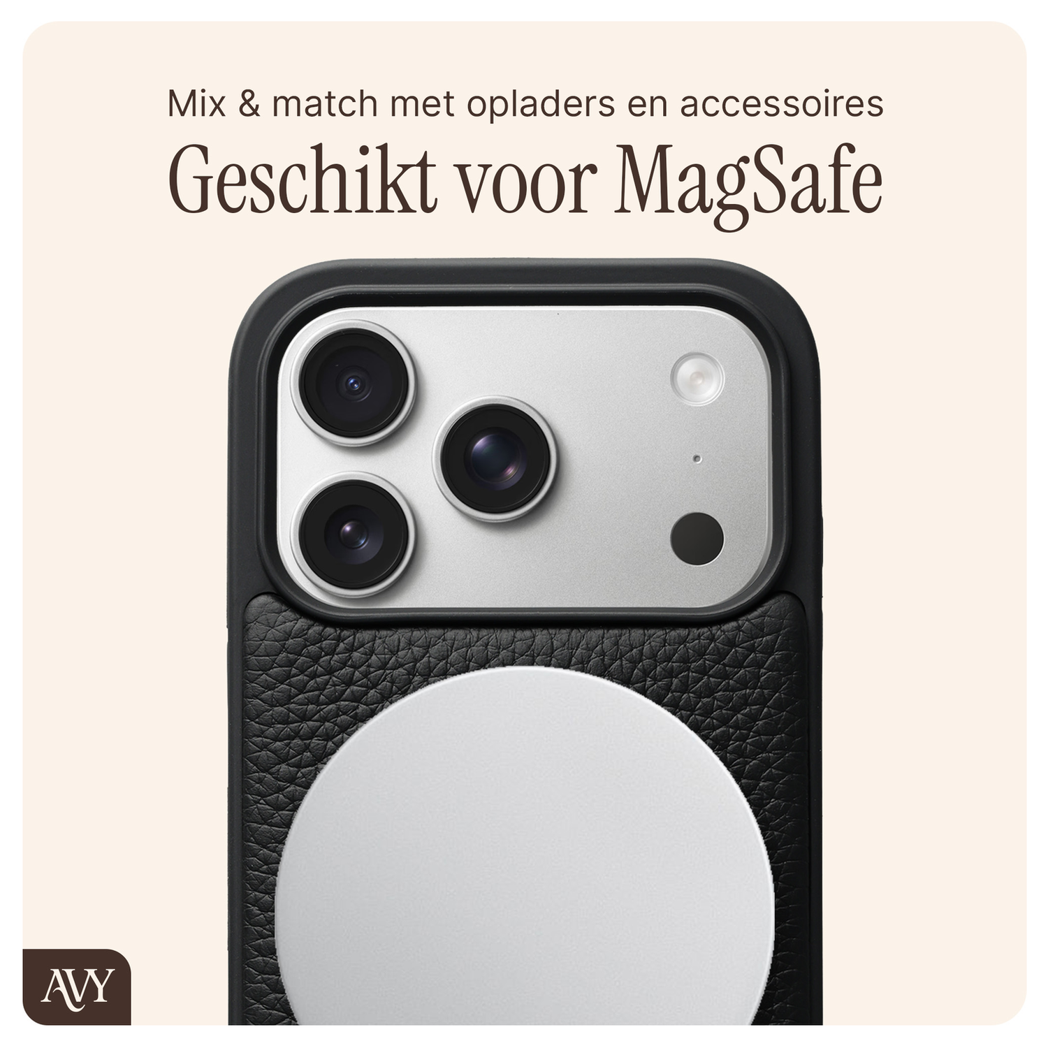 AVY Apple iPhone 17 Pro Zwart Leren Hoesje met Koord Aurum Lien afbeelding 4