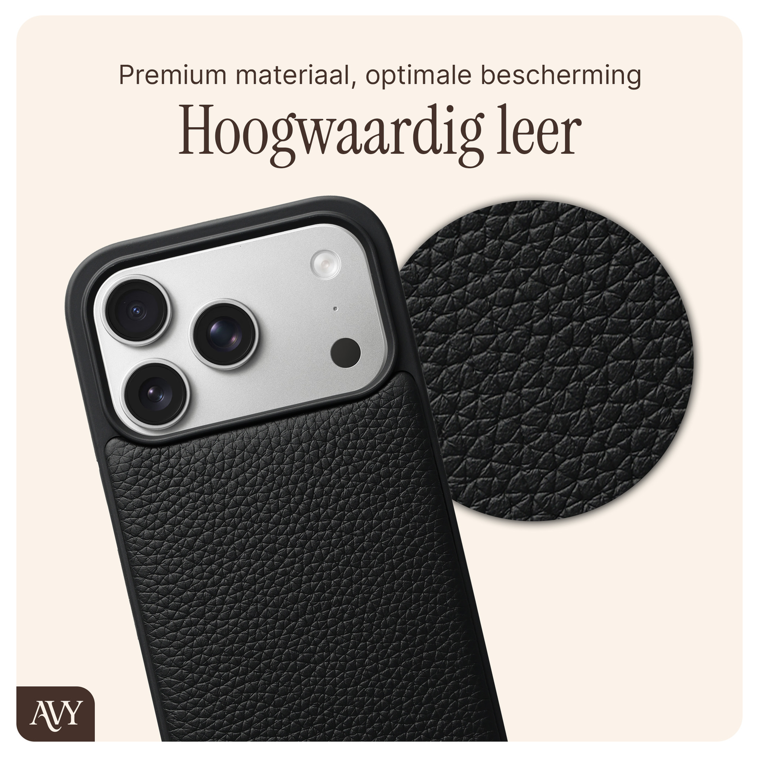 AVY Apple iPhone 17 Pro Zwart Leren Hoesje met Koord Aurum Lien afbeelding 6