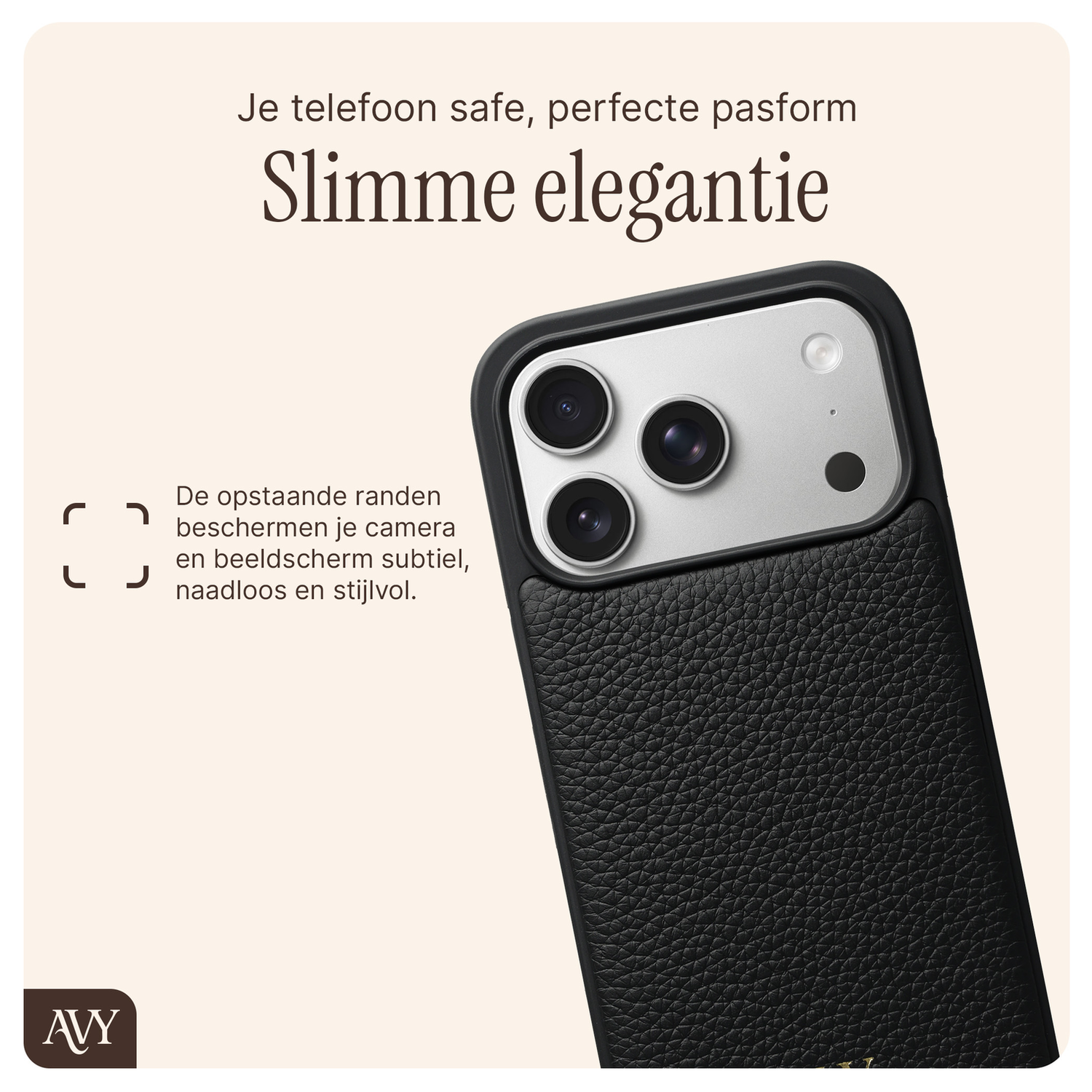 AVY Apple iPhone 17 Pro Zwart Leren Hoesje met Koord Silver Spark afbeelding 7