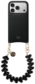 AVY Apple iPhone 17 Pro Zwart Leren Hoesje met Koord Cupid Black
