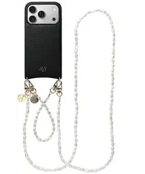 AVY Apple iPhone 17 Pro Zwart Leren Hoesje met Koord Perla Chic Set afbeelding