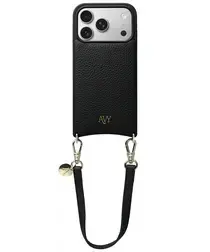 AVY Apple iPhone 17 Pro Zwart Leren Hoesje met Koord Short Leather afbeelding