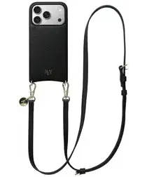 AVY Apple iPhone 17 Pro Zwart Leren Hoesje met Koord Long Leather afbeelding