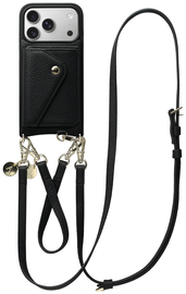 AVY Apple iPhone 17 Pro Zwart Leren Hoesje met Koord Leather Set