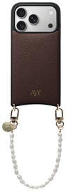 AVY Apple iPhone 17 Pro Bruin Leren Hoesje met Koord Perla Chic