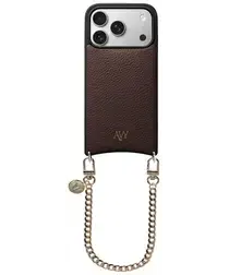 AVY Apple iPhone 17 Pro Bruin Leren Hoesje met Koord Aurum Lien afbeelding
